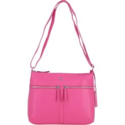 Sleek Luxe Leather Shoulder Bag Hot Pink: Mourne
