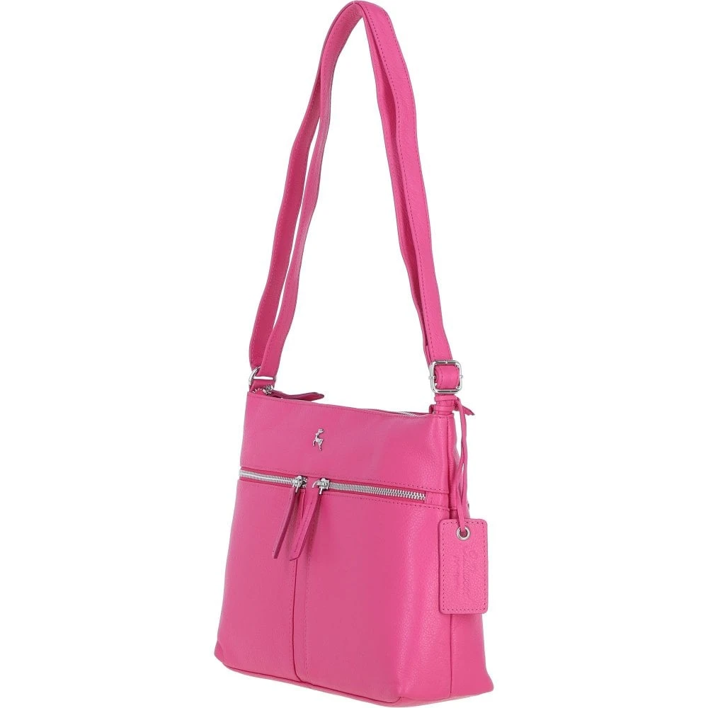 Sleek Luxe Leather Shoulder Bag Hot Pink: Mourne - Image 2