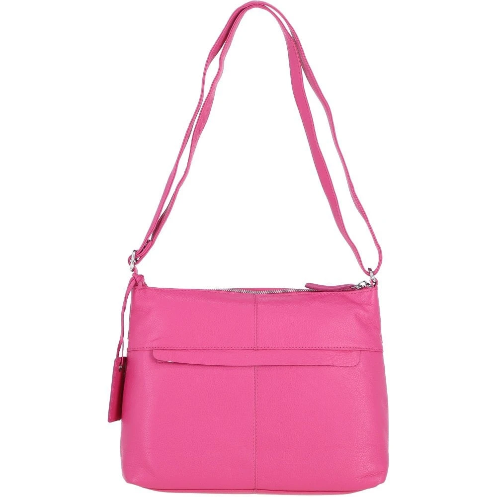 Sleek Luxe Leather Shoulder Bag Hot Pink: Mourne - Image 3