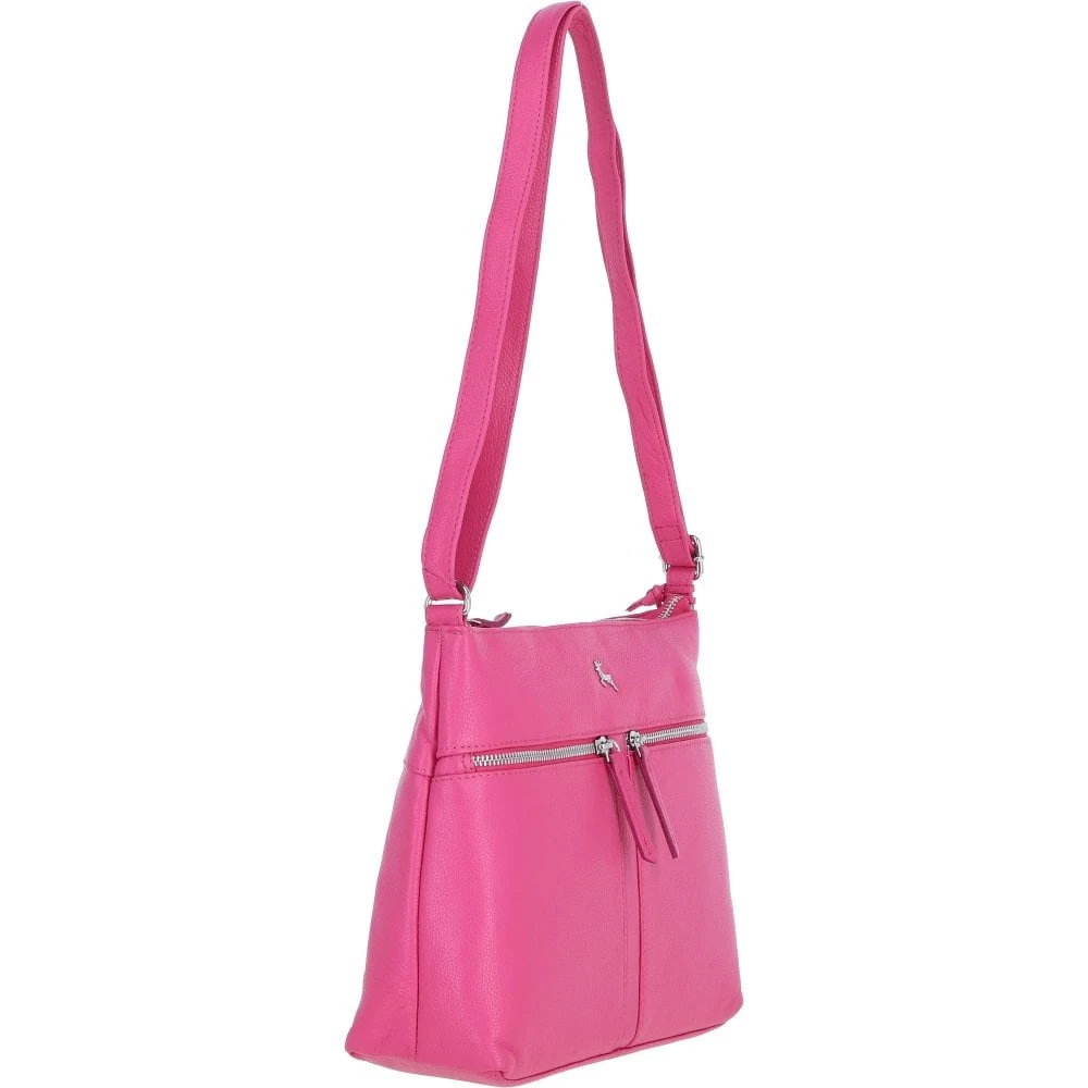 Sleek Luxe Leather Shoulder Bag Hot Pink: Mourne - Image 4