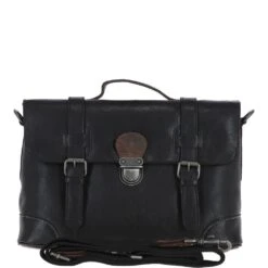 Small Leather Work Briefcase Black/mud : 4553