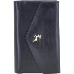 Small Vegetable Tanned Cash And 10 Card Envelope Purse Black: V-62