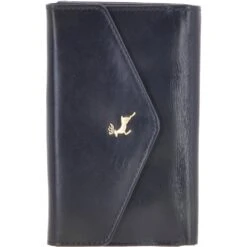 Small Vegetable Tanned Cash And 10 Card Envelope Purse Navy: V-62