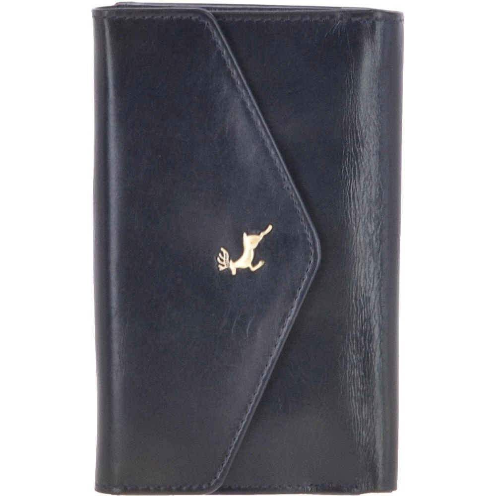 Small Vegetable Tanned Cash And 10 Card Envelope Purse Navy: V-62