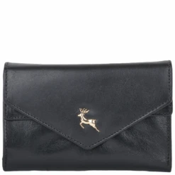 Small Vegetable Tanned Leather Note And Coin Purse Black : POH-1001