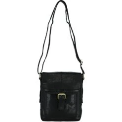 Small Vintage Wash Leather Travel Bag Black: G-31