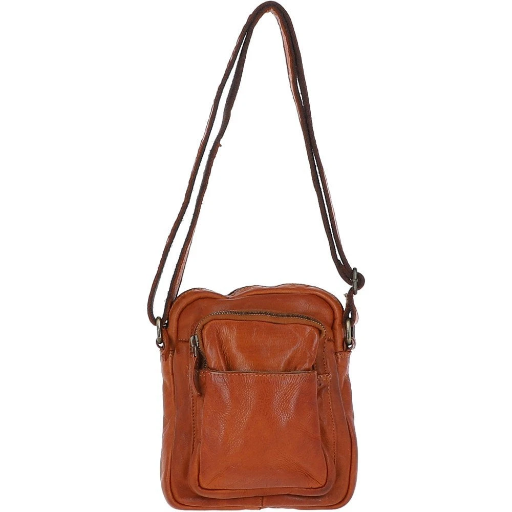 Small Vintage Wash Leather Travel Bag Tan : GIN