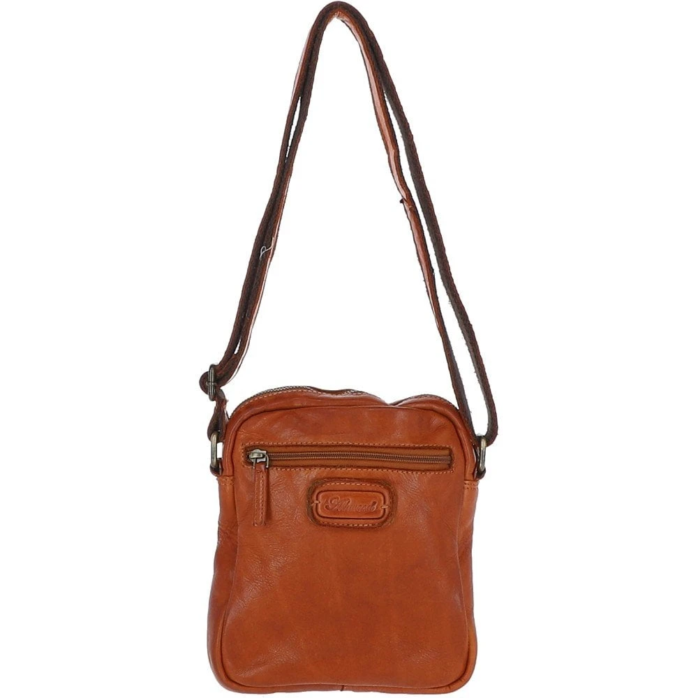 Small Vintage Wash Leather Travel Bag Tan : GIN - Image 3