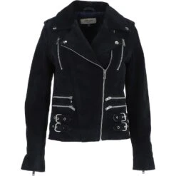 Split Suede Biker Jacket Navy: Rebel