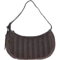 Stylish Leather Curved Shoulder Bag Brown: GV-64288
