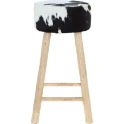 Stylish Stool With Black And White Upholstered Seat: M-7646