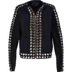 Suede Leather Jacket Black: Amaya