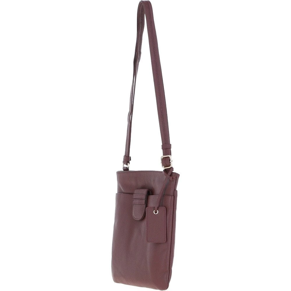 Tab Small Zip Top Leather Cross Body Bag Bordeaux - Image 2