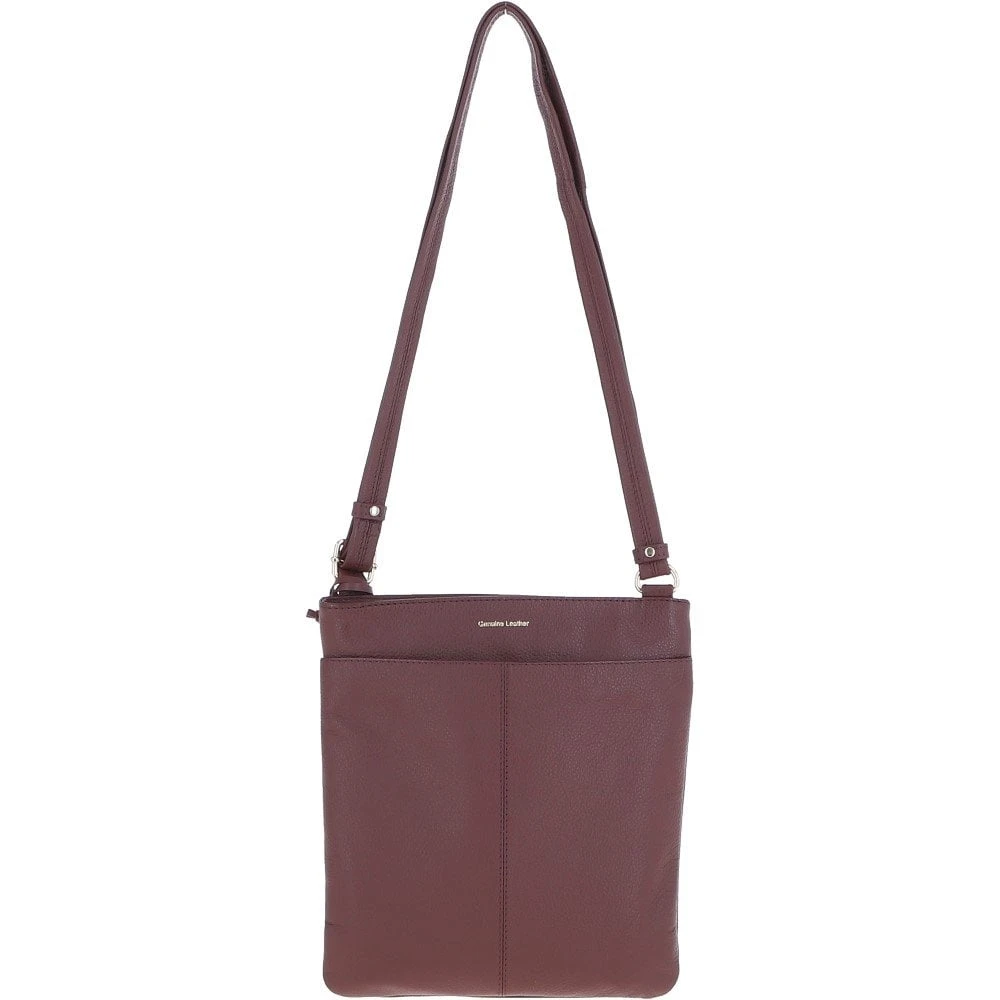 Tab Small Zip Top Leather Cross Body Bag Bordeaux - Image 3