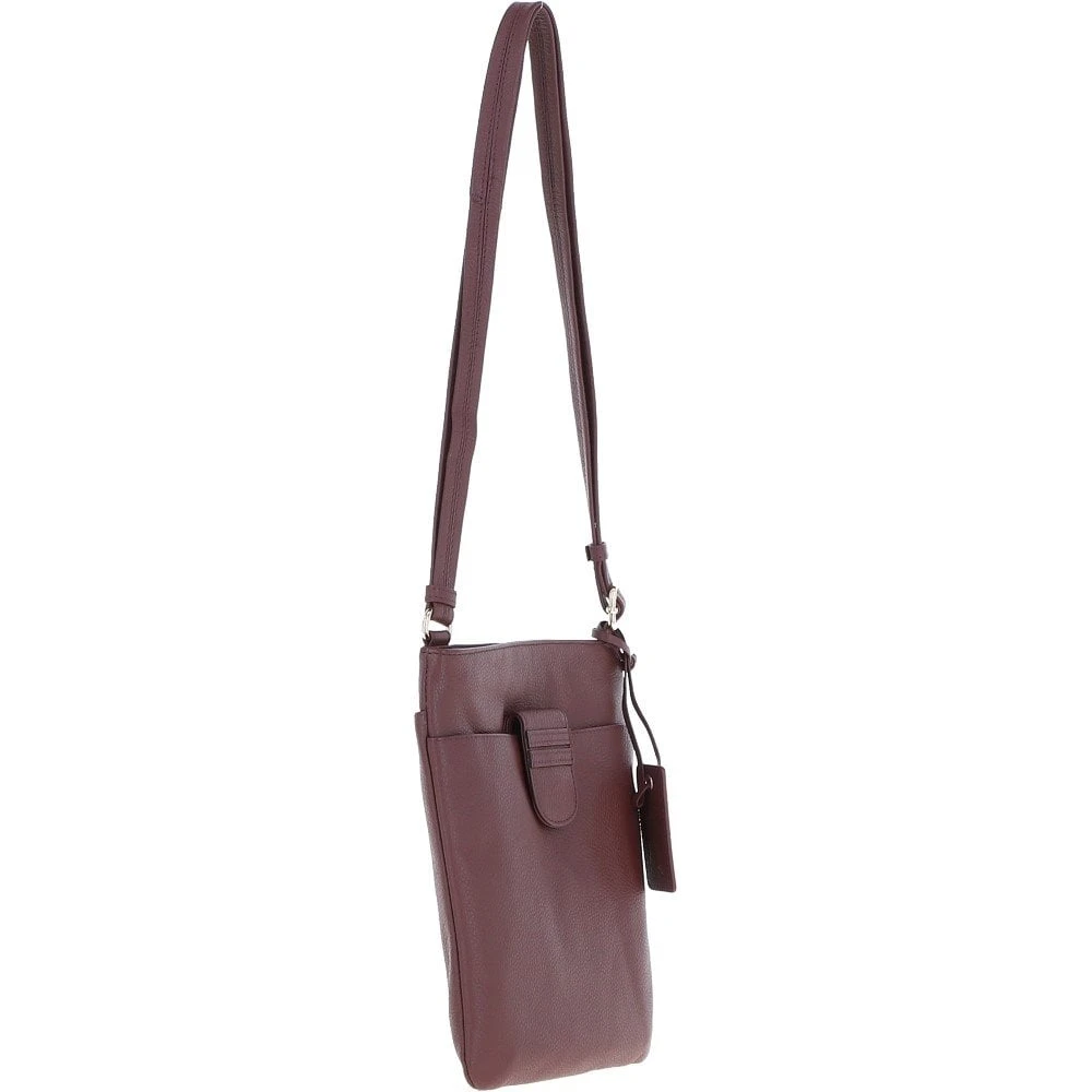 Tab Small Zip Top Leather Cross Body Bag Bordeaux - Image 4