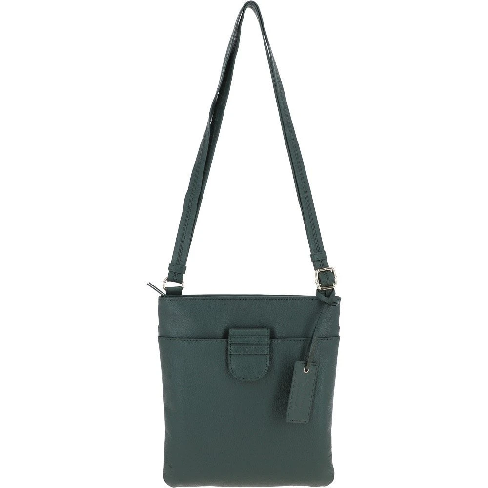 Tab Small Zip Top Leather Cross Body Bag Bottle Green