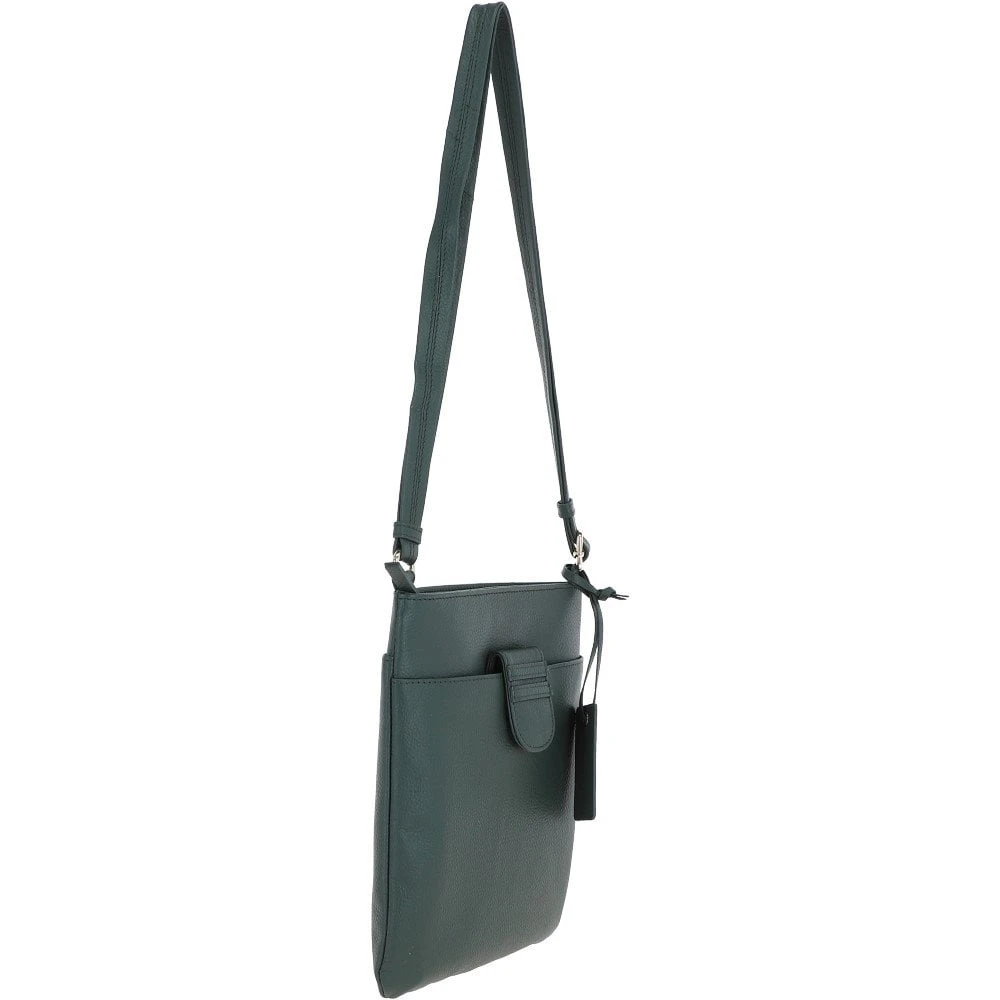 Tab Small Zip Top Leather Cross Body Bag Bottle Green - Image 5