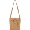 Tab Small Zip Top Leather Cross Body Bag Camel