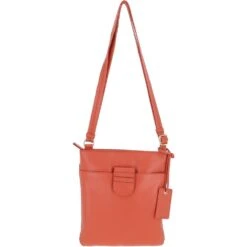 Tab Small Zip Top Leather Cross Body Bag Orange