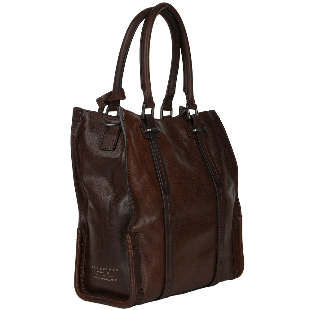 The Bridge Italian Bag Unisex Shopper Work Bag Dark Brn/ruthenium - 065004 1P 1B NH - Image 2