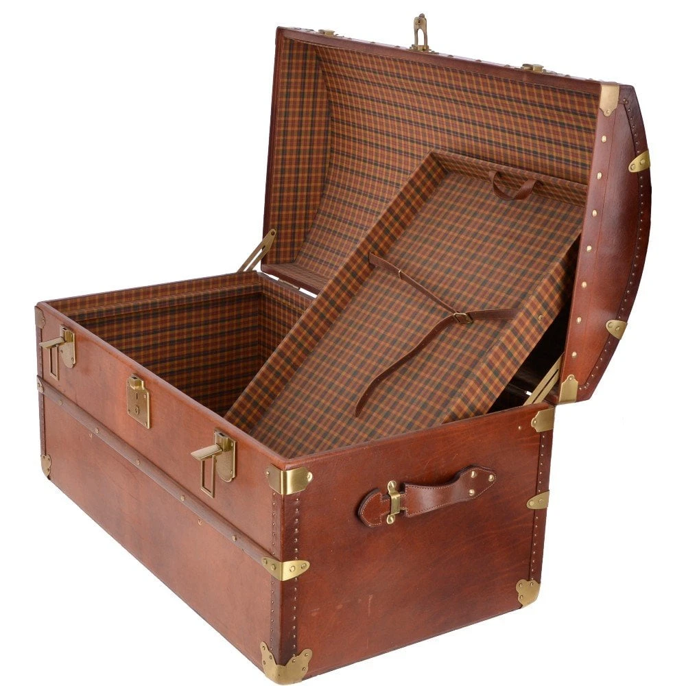 The Bridge Vintage Large Italian Vegetable Tanned Leather Trunk Brown: 0088424 01 - Image 3