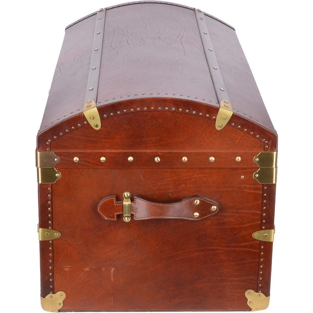 The Bridge Vintage Large Italian Vegetable Tanned Leather Trunk Brown: 0088424 01 - Image 4