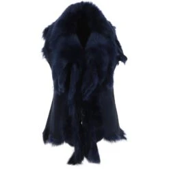 Toscana Double Collar Suede Leather Gilet Blue: Pegasus