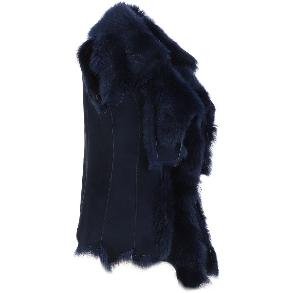 Toscana Double Collar Suede Leather Gilet Blue: Pegasus - Image 5