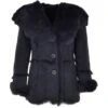 Toscana Long Haired Shearling Jacket With Large Hood Ombre Blue : Muna