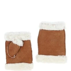 Toscana Suede Leather Fingerless Gloves Tan: DB 1034