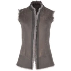Toscana Suede Leather Gilet Grey : Kachina