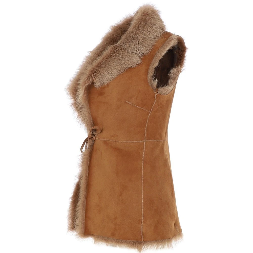 Toscana Suede Leather Gilet Honey: Hateya - Image 2