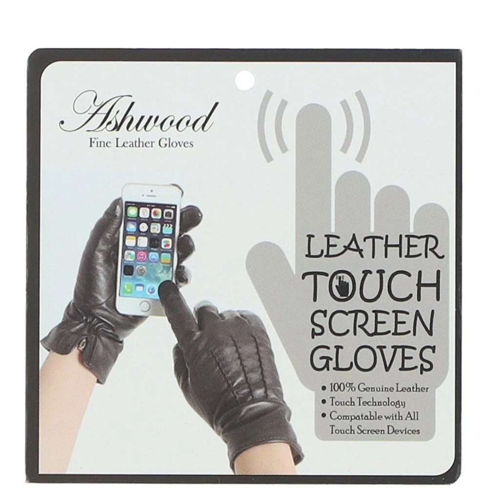Touch Screen Friendly Leather Gloves Brown : 821 - Image 2
