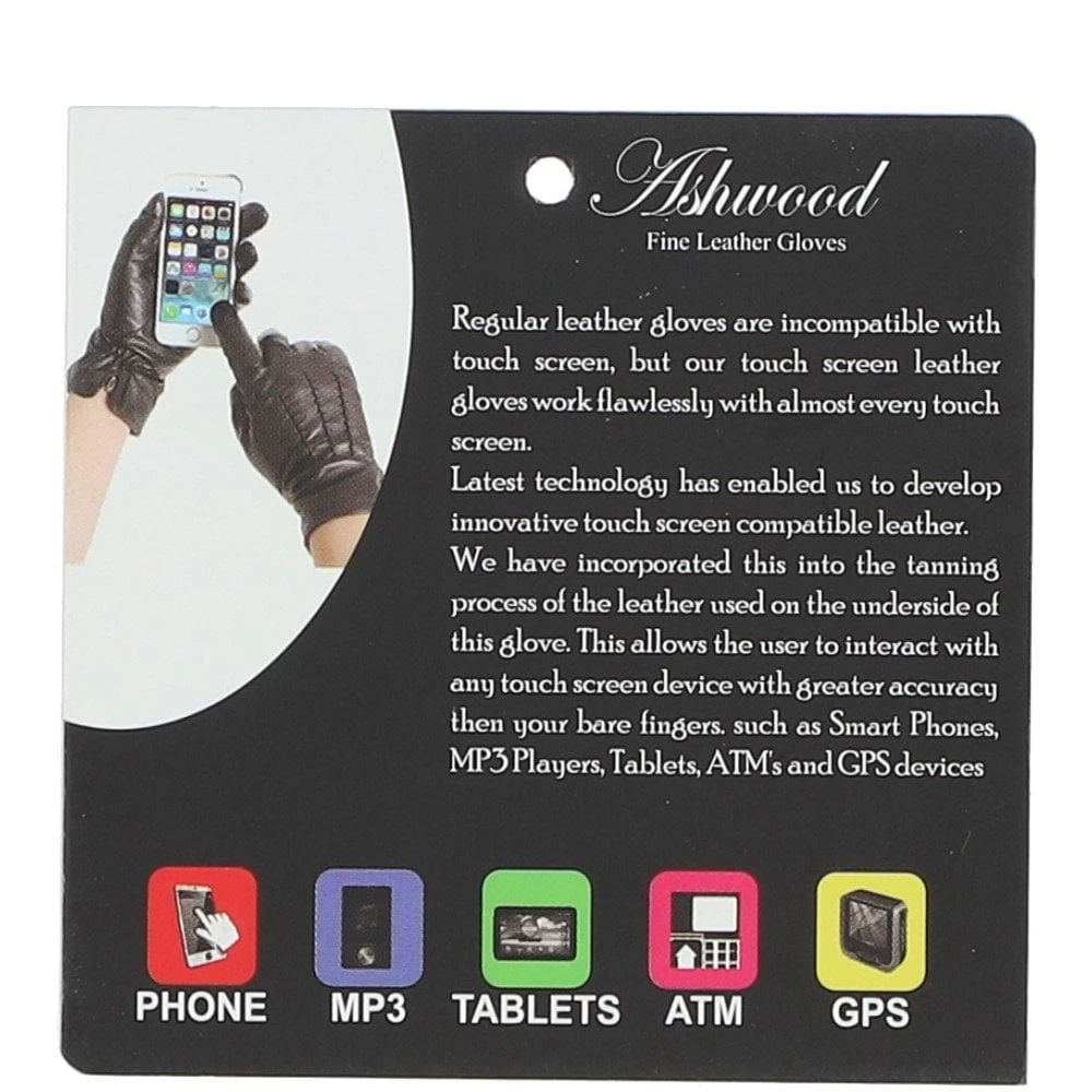 Touch Screen Friendly Leather Gloves Brown : 821 - Image 3