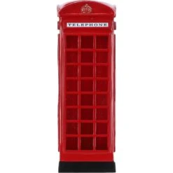 Traditional English London Phone Box Umbrella Holder Red Metallic Stand: DI-6783