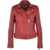 Twin Zip Fastening Leather Jacket Red : Ciara