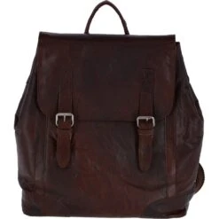 Unisex Leather Vintage Backpack Brandy : F-86