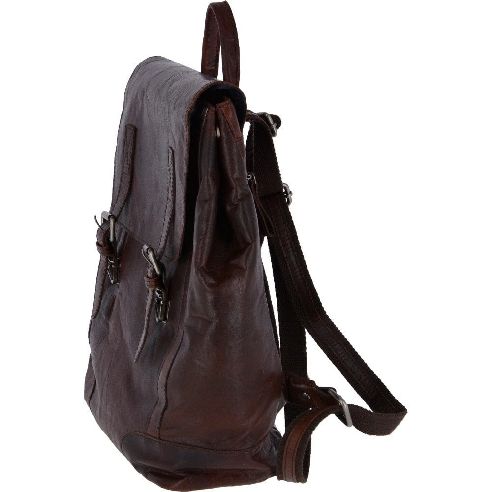 Unisex Leather Vintage Backpack Brandy : F-86 - Image 2