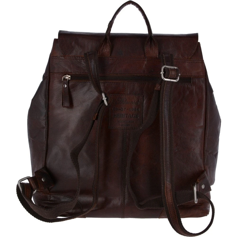 Unisex Leather Vintage Backpack Brandy : F-86 - Image 3