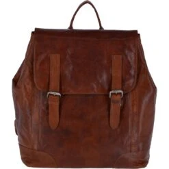 Unisex Leather Vintage Backpack Tan : F-86