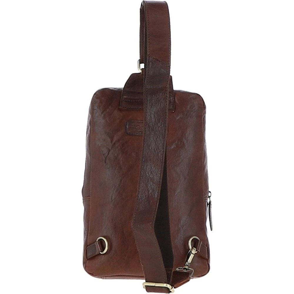 Unisex Medium Luxury Leather Sling Bag Brandy : G-39 - Image 3