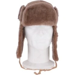 Unisex Sheepskin Trapper Hat Beige : Barin