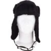 Unisex Sheepskin Trapper Hat Black : Barin