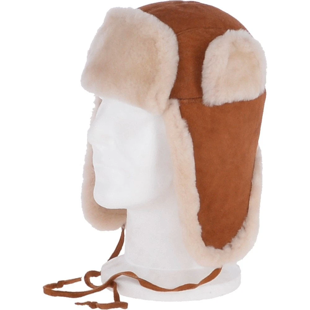 Unisex Sheepskin Trapper Hat Tan/ Cream: Barin - Image 2