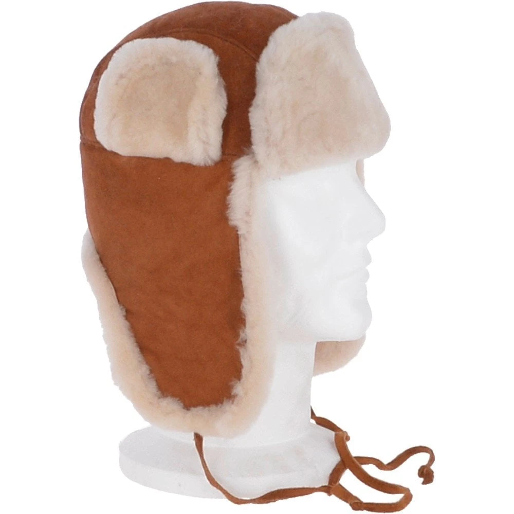 Unisex Sheepskin Trapper Hat Tan/ Cream: Barin - Image 4