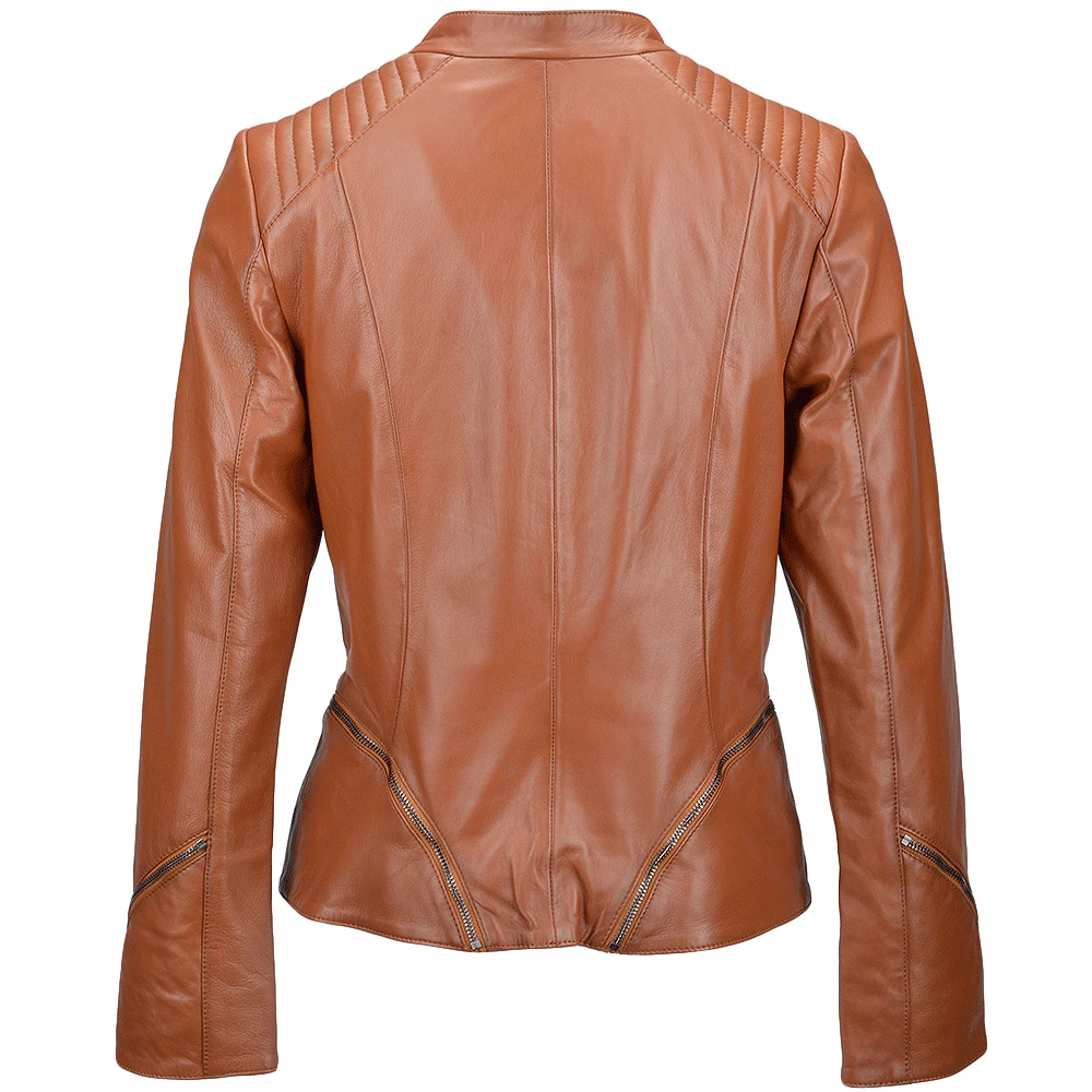 Veg Tanned Biker Jacket Tan : Kiara - Image 3