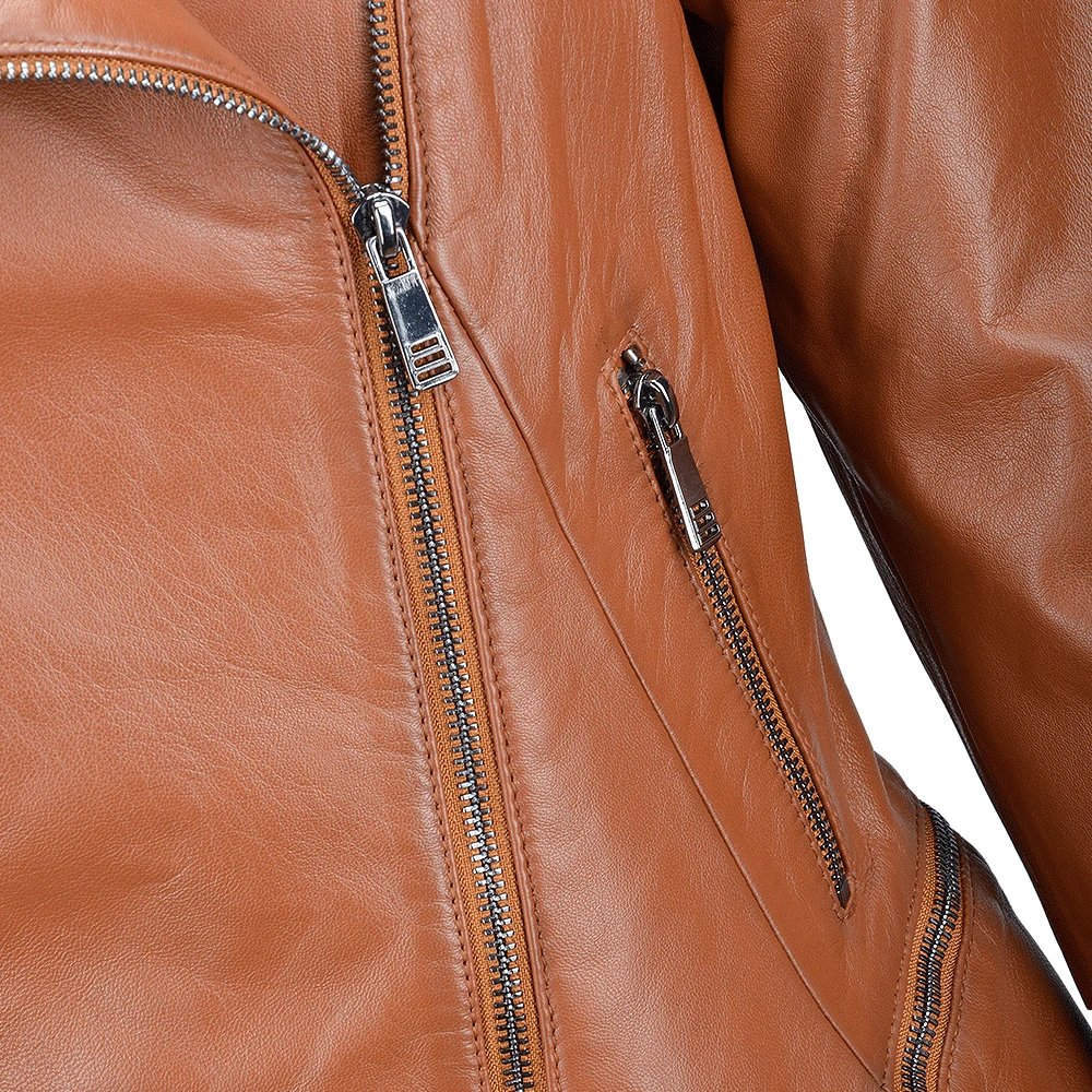 Veg Tanned Biker Jacket Tan : Kiara - Image 4