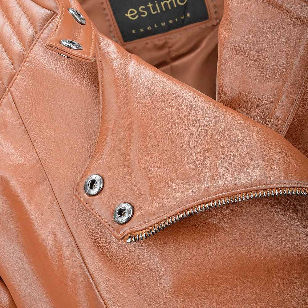 Veg Tanned Biker Jacket Tan : Kiara - Image 5