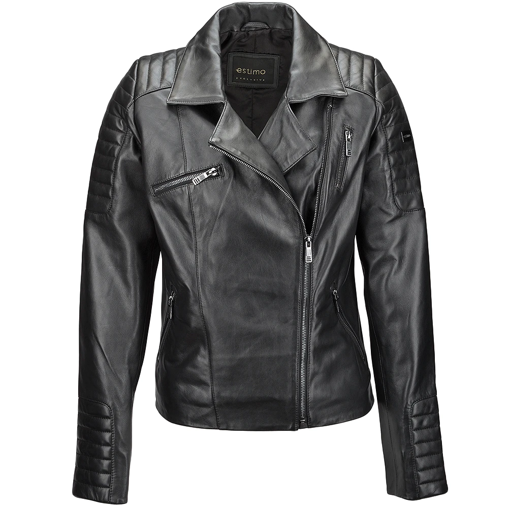 Vegetable Tanned Leather Biker Jacket Black : Eleonare