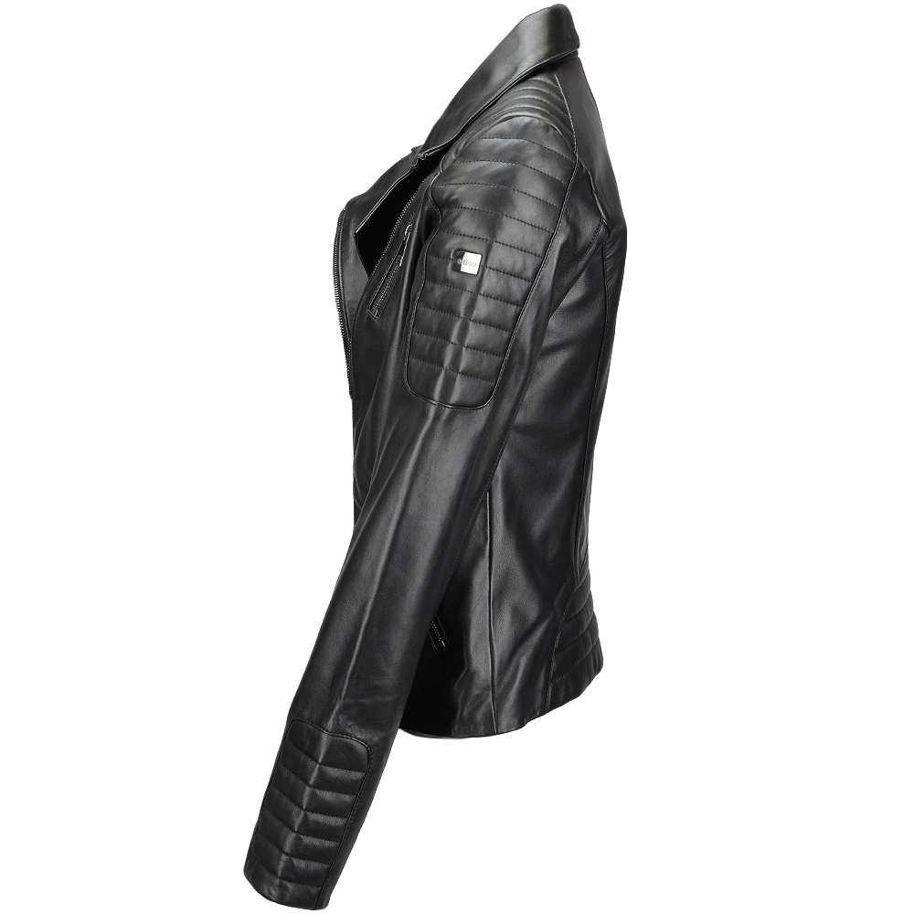 Vegetable Tanned Leather Biker Jacket Black : Eleonare - Image 2